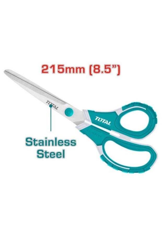 TOTAL Stainless Steel Scissors 215mm (8.5″) Heavy Duty Multipurpose Cutting Shears – 2.5mm Thick Bl