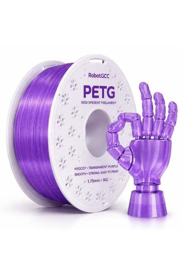 RobotGCC PETG Transparent Purple 3D Printer Filament 1.75mm 1KG, Light-Transmitting Durable Materia