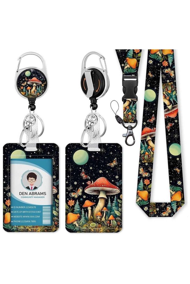 ID Card Holder, Cute Badge Holder with Retractable Reel Clip, Work Name Tag, Breakaway Lanyard Vert