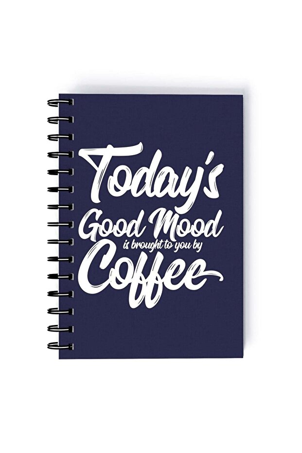 Spiral A5 Notebook Typography Coffee Quote Today's Good Mood Grey Aesthetics