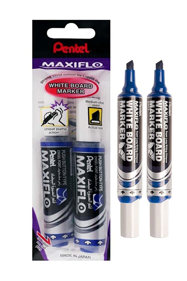 2-Piece Maxiflo Whiteboard Erasable Markers Chisel Tip Blue