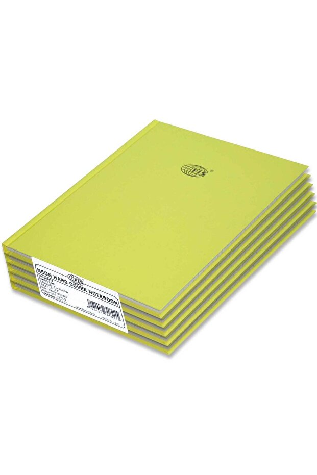 FIS Neon Hardcover Notebook Single Line,10X8 Inches (25.4 X 20.32 Cm),100Sh, Cyber Yellow Pack of 5