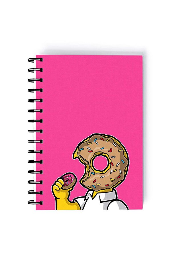 Donut Simpson Design Rectangle Spiral A5 Notebook Multicolour