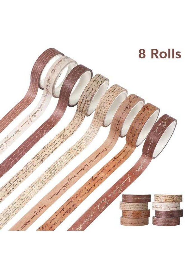 8 Rolls Cute Washi Tape, Vintage Craft Tape Decorative Antique Patterns Masking Tapes for DIY Craft