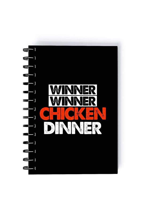 Spiral A5 Notebook PUBG Typography Chicken Dinner Black