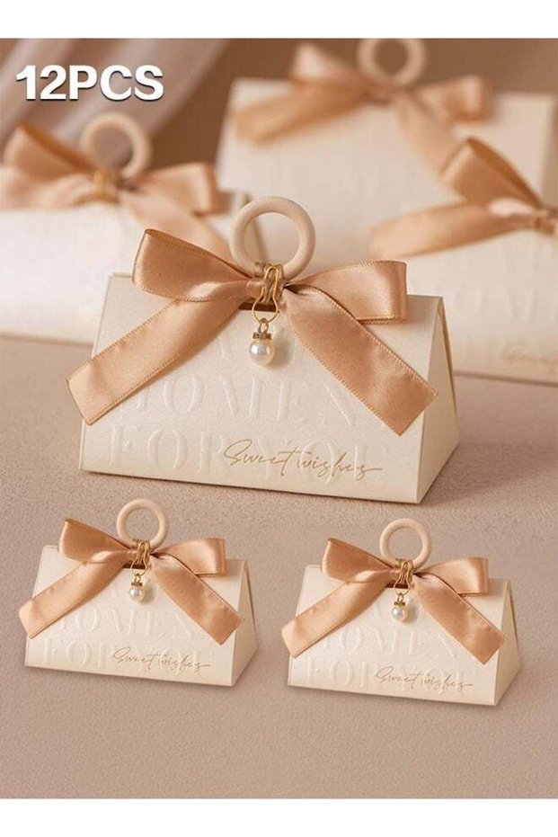 12 Pcs Favor Boxes Gift Wrap Boxes Pale Beige Gift Box 5"x 3" For Party Favor, Weddings, Bridal Sho