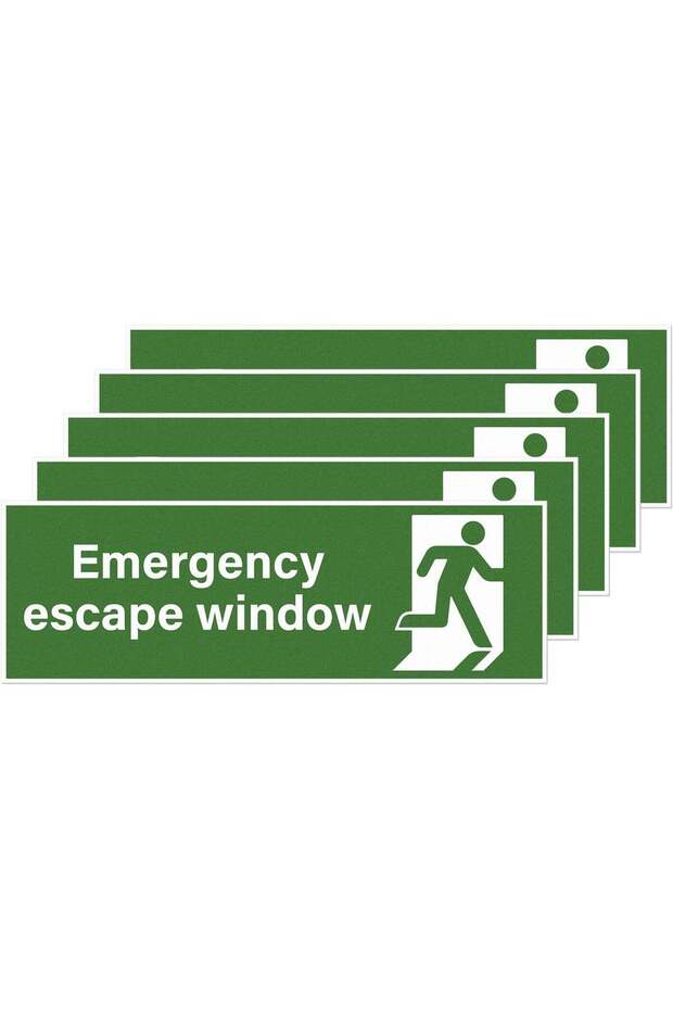 Emergency Escape Window Stickers Vinyl 30 x 10 cm Self-Adhesive Fire Exit Safety Sign Waterproof Es