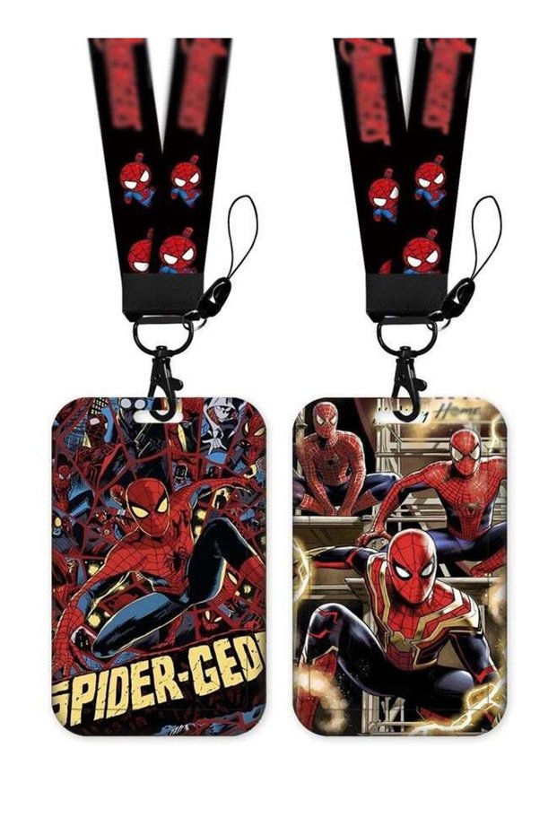 2 Pcs Spider-Man Holder with Lanyard Retractable Badge Reel ID Holder Purse Pouch with