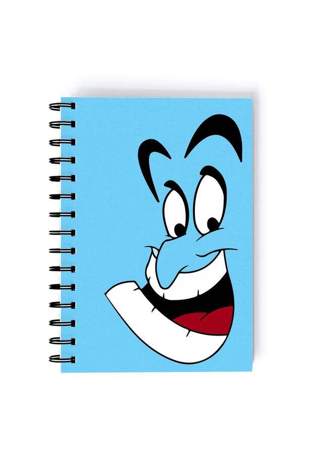 Genie Silhouette Face Printed Spiral A5 Notebook Blue/Black/White