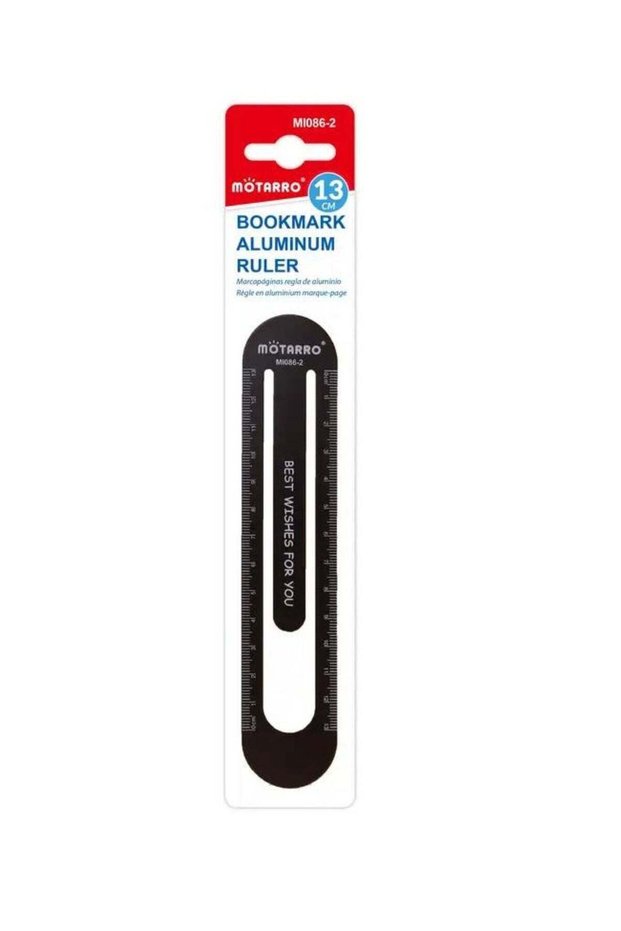 Multifunctional Bookmark Aluminum Ruler classic Black