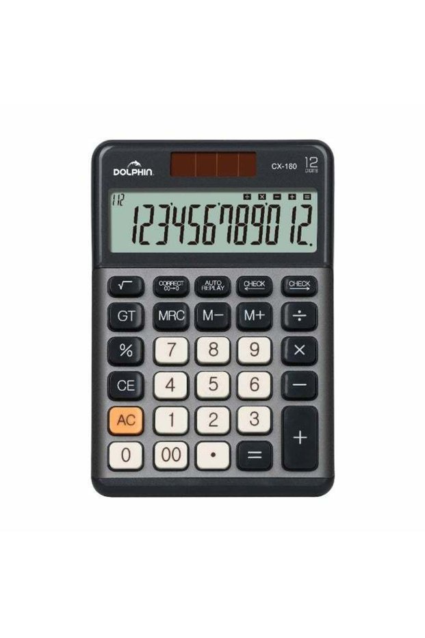 Dolphin CX-160 Desktop Calculator – 12 Digit Big LCD Display, 112 Step Check & Correct, Dual Power