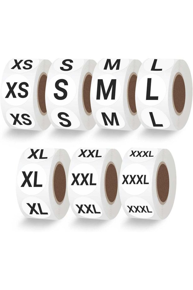 3500 PCS Round Self-Adhesive Clothing Size Stickers Labels, 7 Sizes (XS, S, M, L, XL, XXL, XXXL)