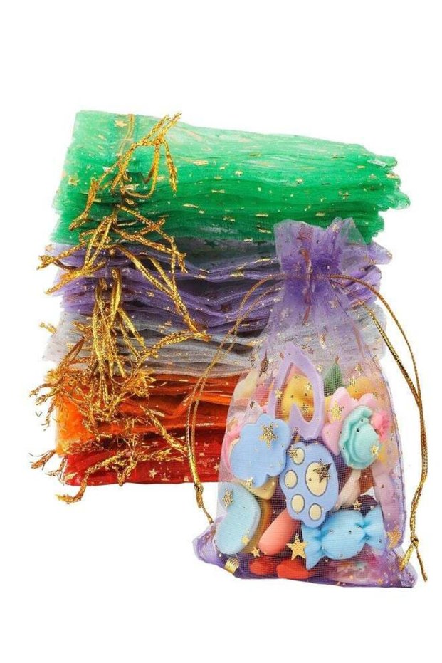 Moon Star Organza Bags 4x5, 50 Pcs Mesh Bags Drawstring, Small Mesh Gift Bags, Drawstring Gift Bags