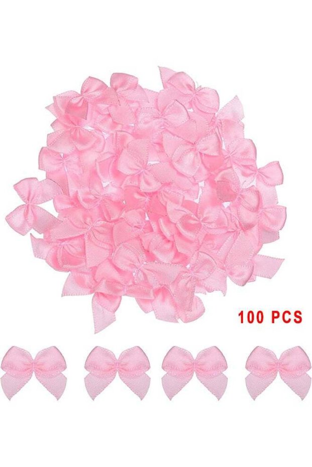 100 Pcs Mini Satin Ribbon Bow Flowers For DIY Crafts Baby Shower Crafts Decoration, Hair Accessorie