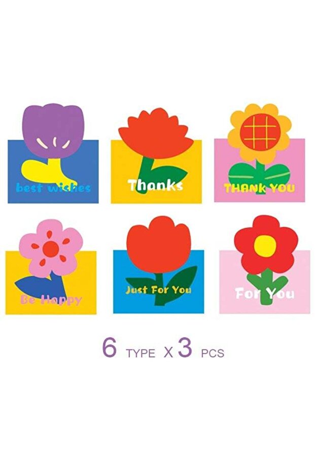 18Pcs Thank You Cards with Envelope, Flower Greeting Cards, 6 Different Unique Flower Design Cute J