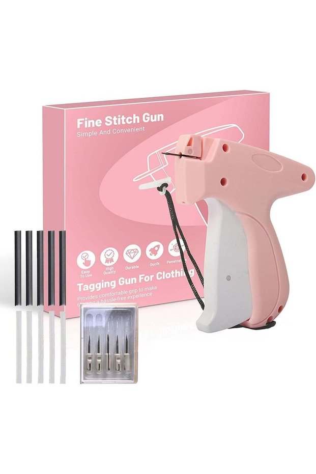 Stitch Gun for Clothes,Mini Quick Stitch Sewing Gun -Clothing Tag Gun 6 Needles,500 Black & 500 Whi