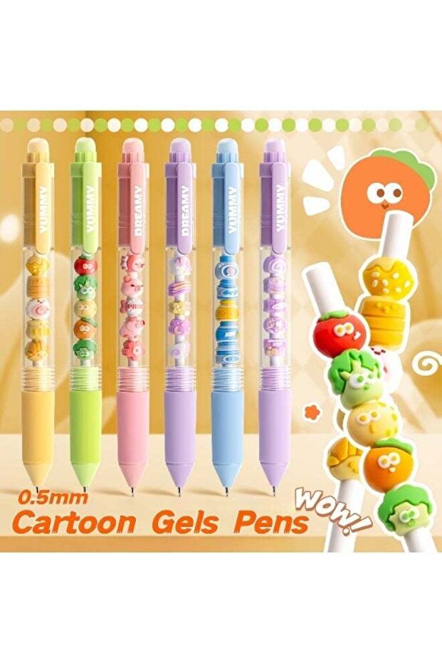6 Pieces Gel Pens for Teens, 0.5mm Black Ink Gel Rollerball Pens Kit for Students, Premium Quick-Dr