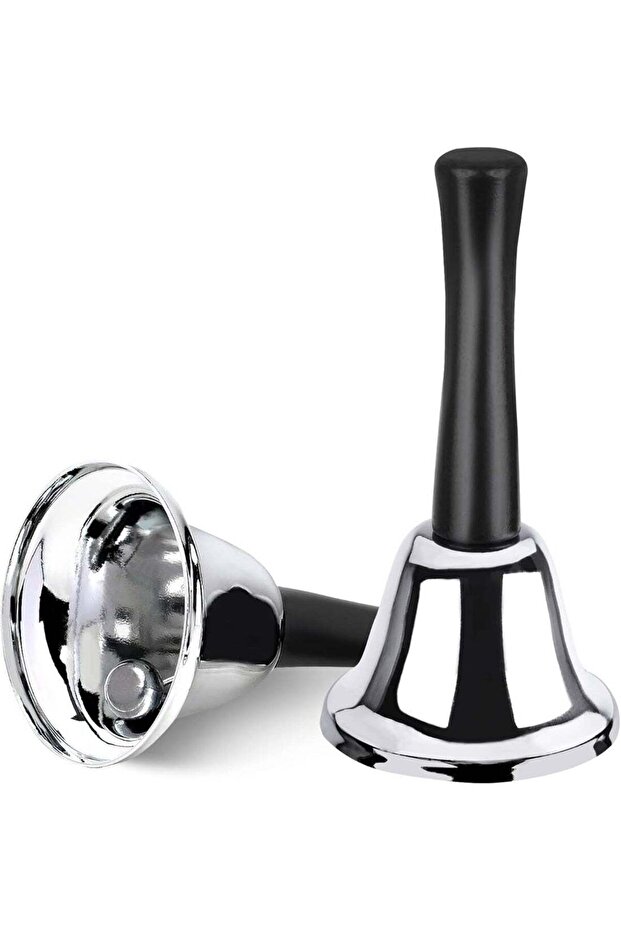 2 Pack Hand Bell, Silver Steel Bell, Ringing Bell with Handle, Dinner Bells for Inside Classroom Be