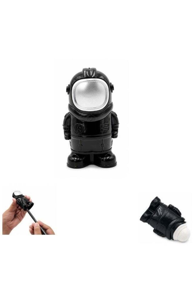 Space Black Pencil Sharpener with Eraser, Cute Cartoon Manual Pencil Sharpener with Attractive Des