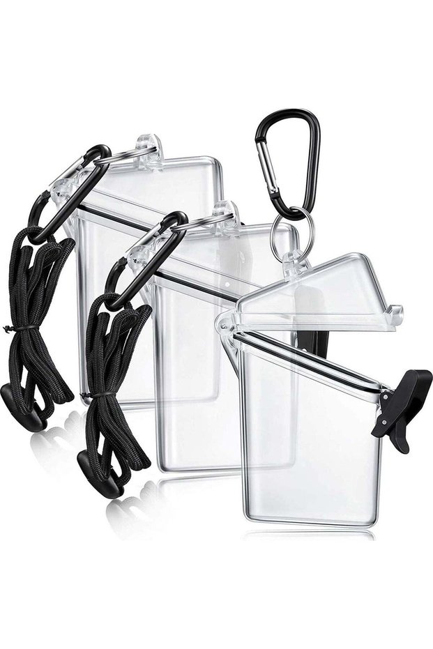 3 Pcs Waterproof Box ID Badge Holder, Waterproof Badge Holder Cover, Rubber O-Ring for Water and Du