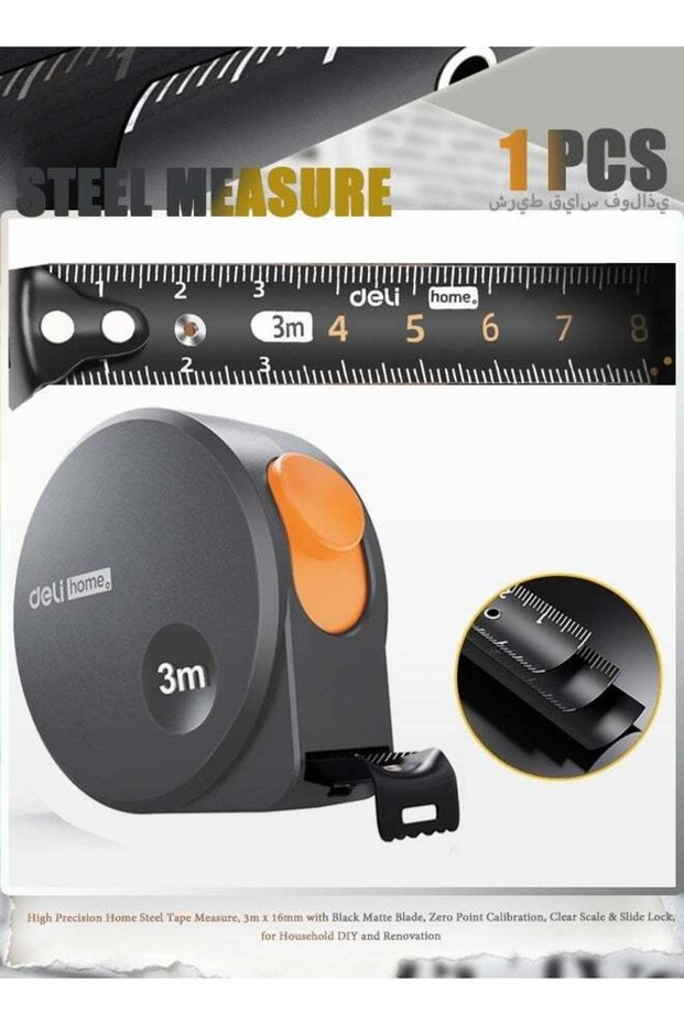 High Precision Home Steel Tape Measure, 3m x 16mm with Black Matte Blade, Zero Point Calibration, C