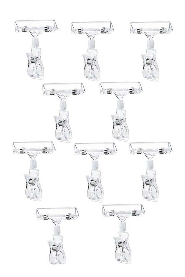 10PCS Clear Sign Clips Holders, Merchandise Sign Clip Rotatable Price Display Rack Acrylic Sign Hol