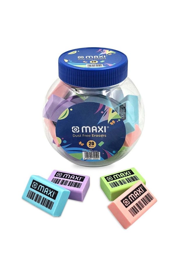 20-Piece Dust Free Eraser In Plastic Jar