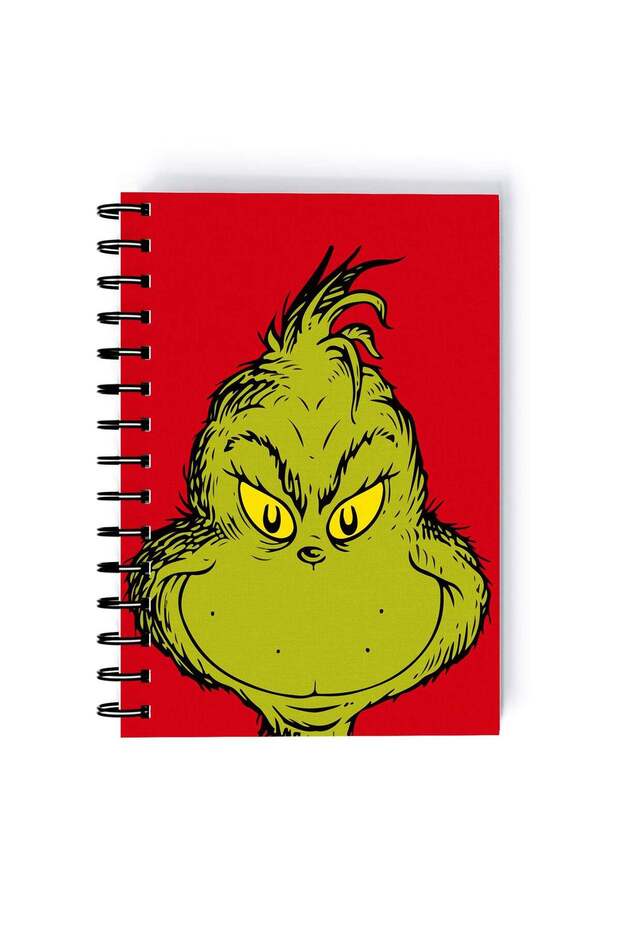 The Grinch Printed Spiral A4 Notebook Green/Red/Yellow