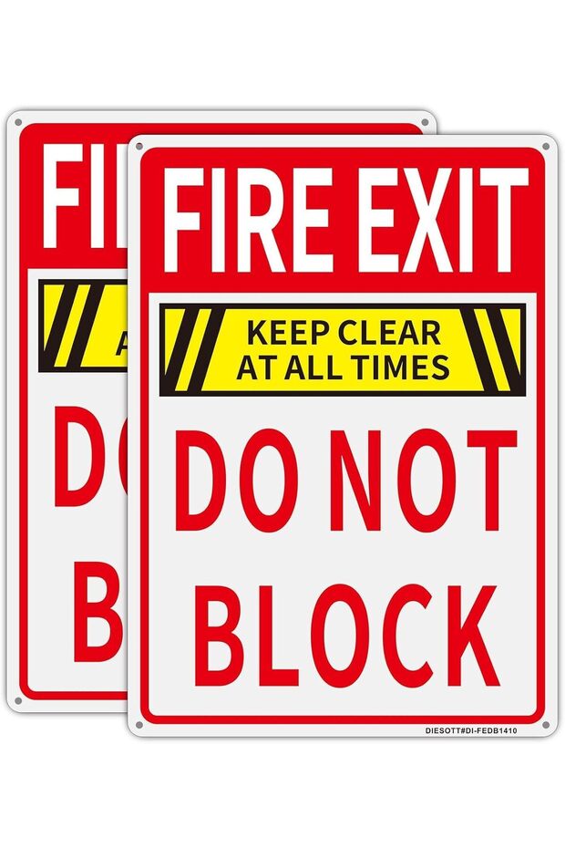 ARS® Fire Exit Do Not Block Door Sign - 2 Pack, 14" x 10"