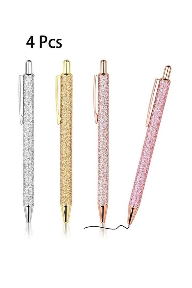 4 Pieces Ballpoint Pens, Retractable Press Pens Black Ink Medium 1.0mm Gift Journaling Pens School