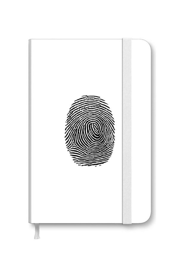 Designer A5 Thick Hardcover Notebook - Finger Prints White/Black
