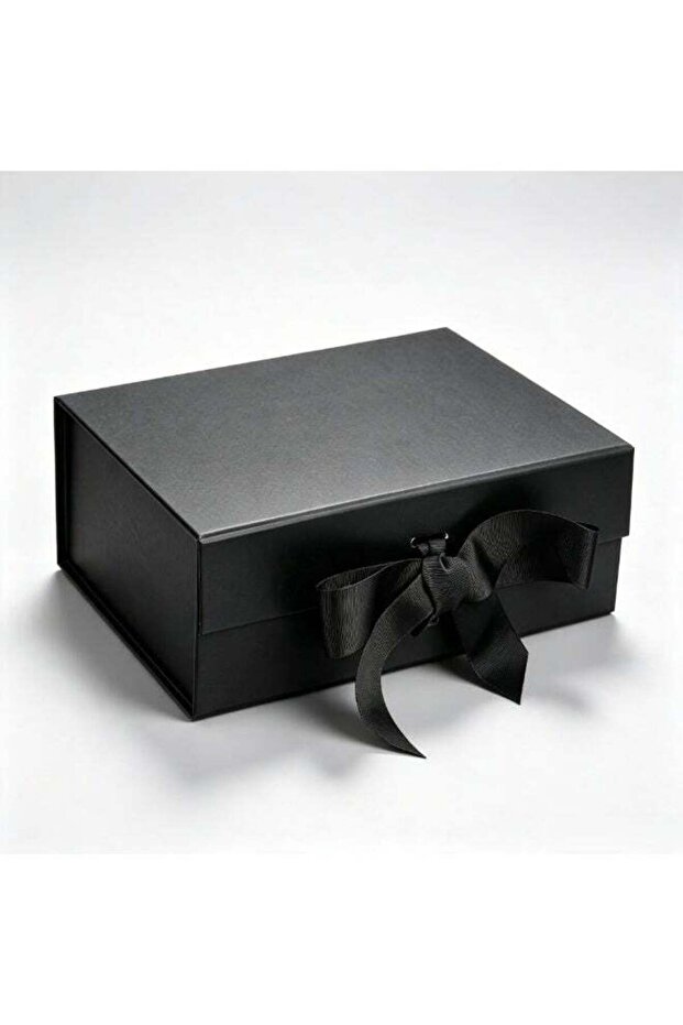 Luxury Magnetic Gift Box, Black Medium Gift Box with Ribbon, Folding Gift Box for Presents With Mag