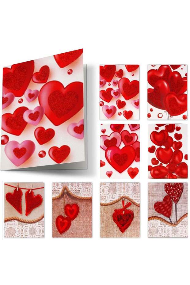 Home Smart Hearts Musical Greeting Cards Set of 8 Pcs with Assorted Heart Shapes Designs for Friend