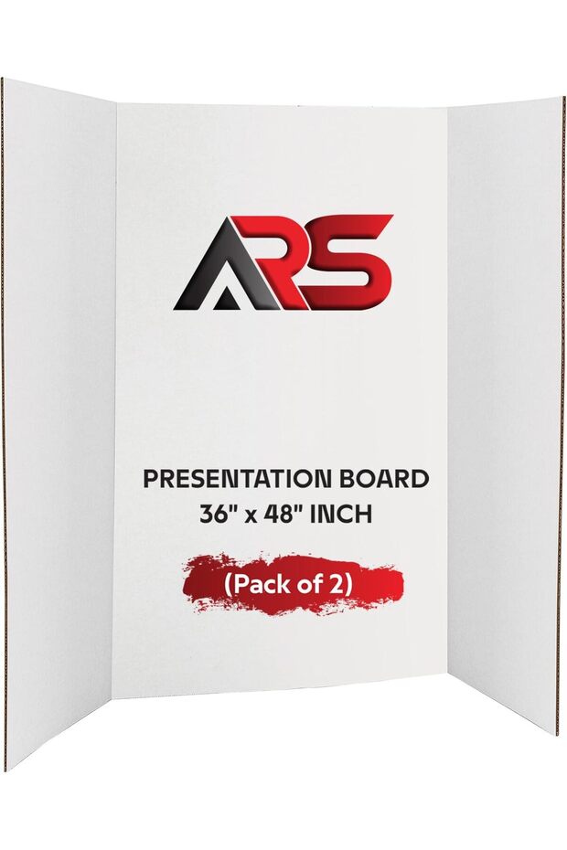 ARS White Trifold Presentation Board 36" x 48" - Pack of 2