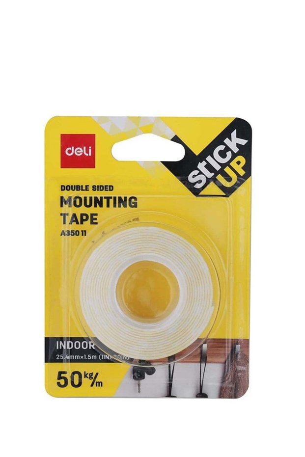 Deli Mounting Double Sided Tape, 1.5 Meter Length X 25 Mm Width Pack of 2