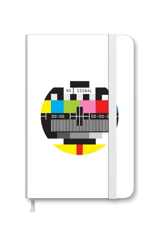 Designer A5 Thick Hardcover Notebook - No Signal TV White