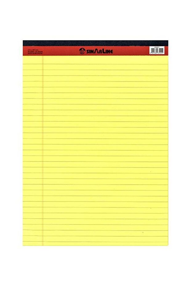 A4 Writing Pad, Single Line, 50 Pages Yellow