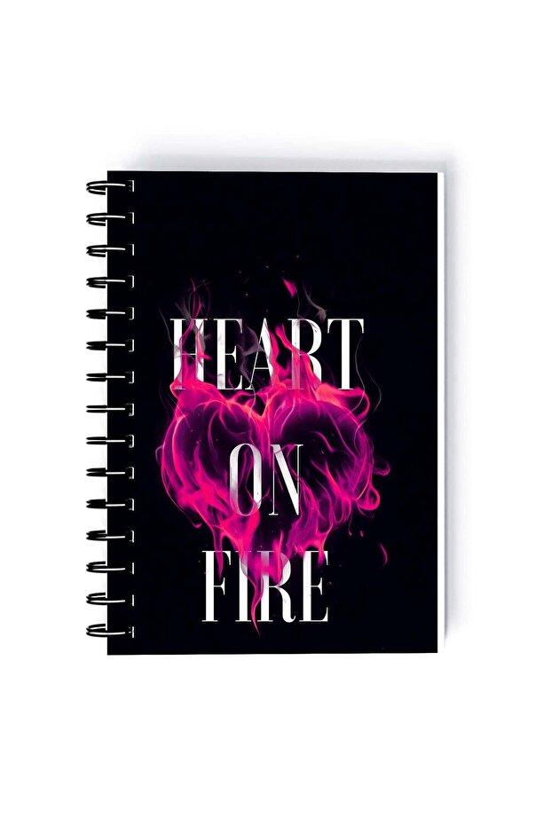 Heart On Fire Design Rectangle Spiral A5 Notebook Multicolour