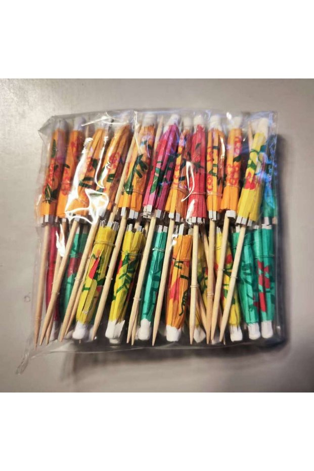 MULTI 50pcs Paper Umbrella Cocktail Picks Drink Toothpick Dessert Cake Stick Hawaiian Birthday Party
