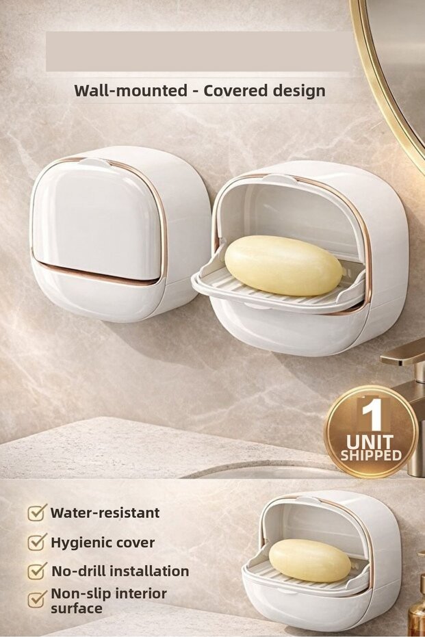 Solid Soap Dispenser with Adhesive Chamber Lid Self-Emptying Water-Proof Solid Soap Dispenser Soap Box