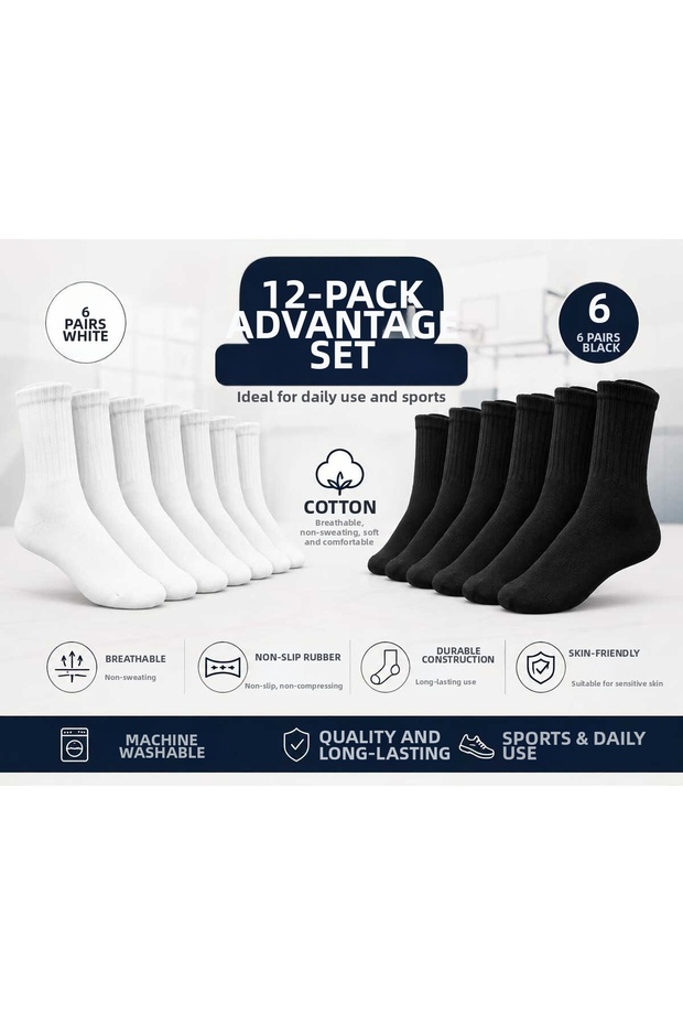 Children's Tennis Socks Cotton 6 Pairs