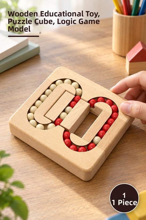 1 Piece Wooden Educational Rubik's Cube – Wooden Educational Toy, Puzzle Cube, Logic Game Model