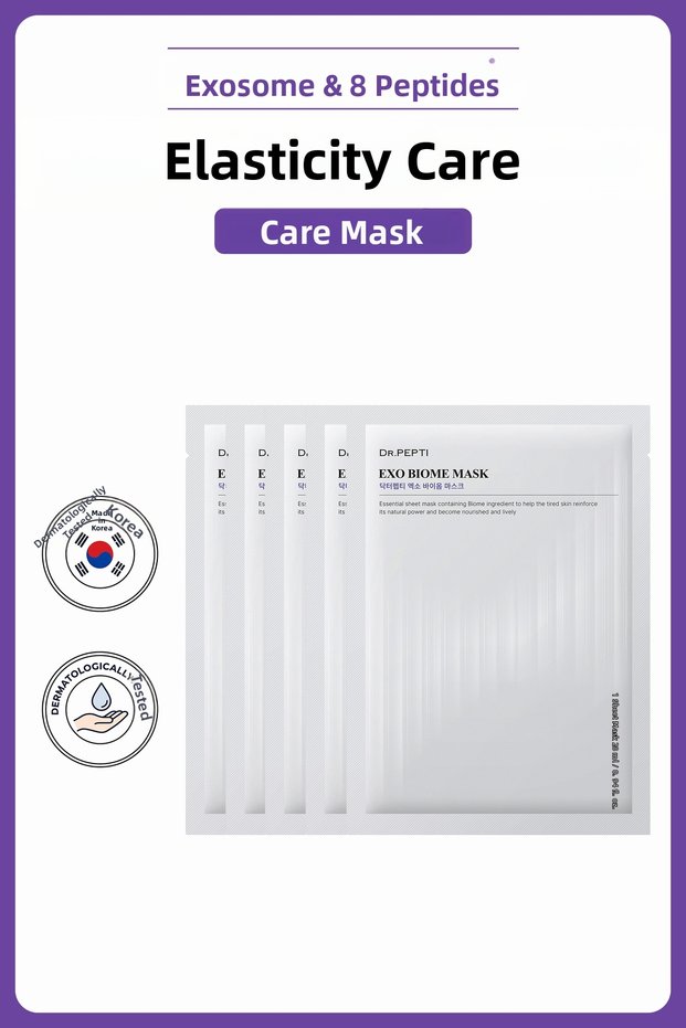 Exo Biome Mask Set | Exo Biome 8 Peptide 8 Hyaluronic Acid Idebenone Containing Moisturizing and Firming Vegan Paper Face Mask 28 ml X 5 Pieces
