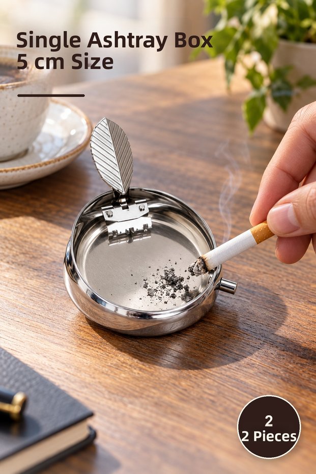 2 Pieces Embossed Local Style Ashtray Box – Single Ashtray Box Ashtray 5 cm Size