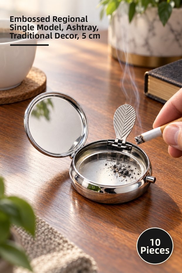 10 Pieces Ashtray Box – Embossed Local Style Single Model, Ashtray, Traditional Decor, 5 cm