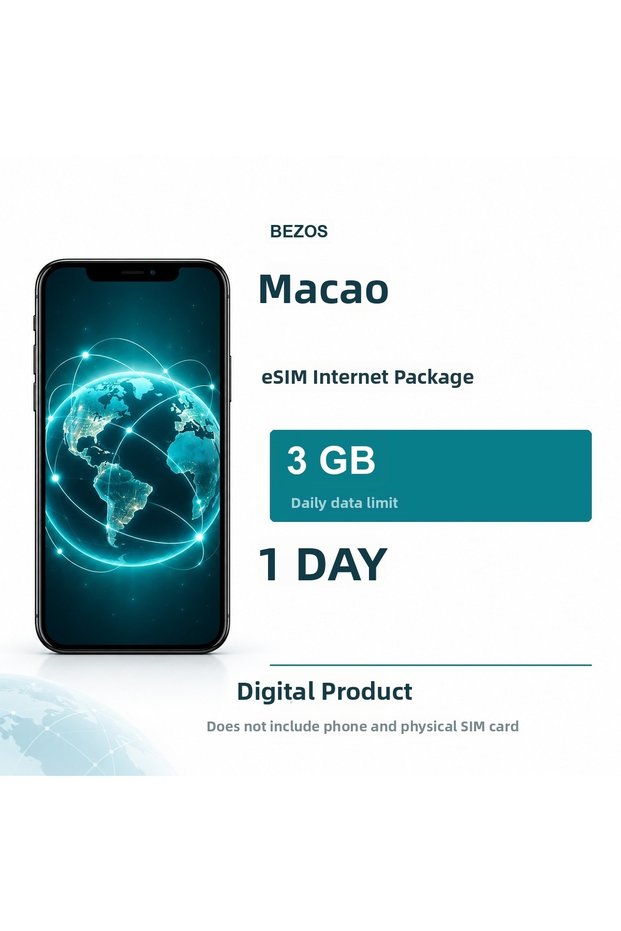 باقة الإنترنت eSIM في ماكاو يوميًا 3 جيجابايت لمدة يوم واحد