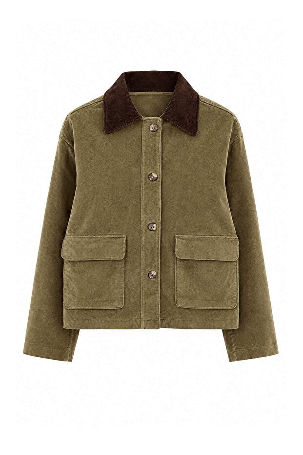 Dark Beige Corduroy Jacket Twoaw27Ce00057