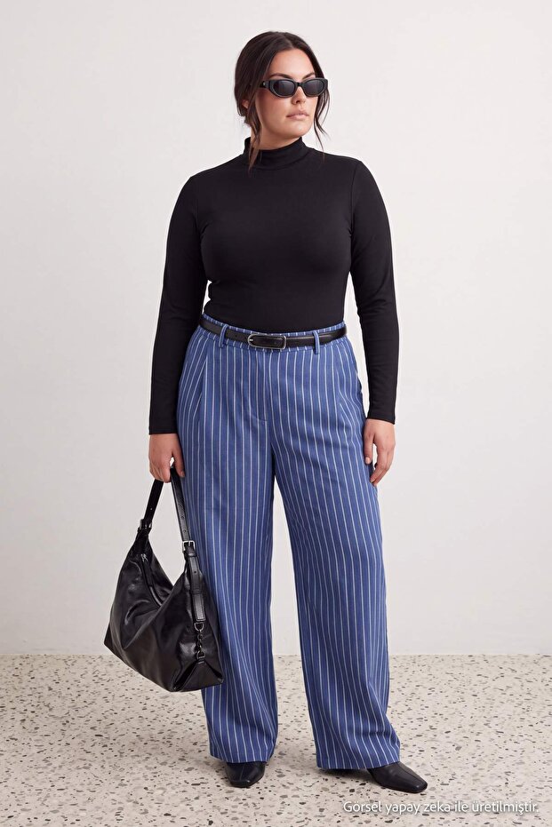 Black Cotton Turtleneck Long Sleeve Snap Fastener Large Size Body Tbbaw27Cs00001O
