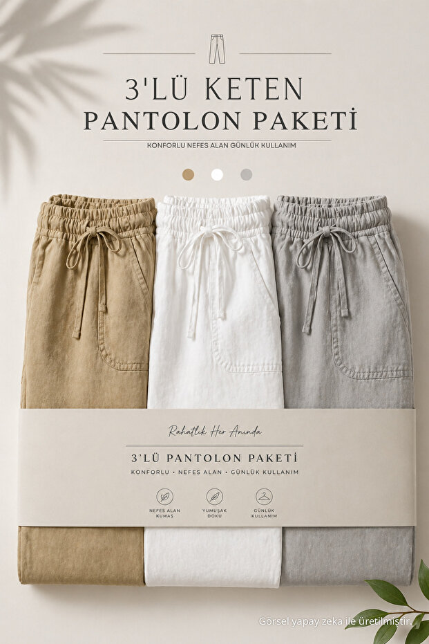 3 Pieces Men's Premium Summer Jogger Linen Trousers