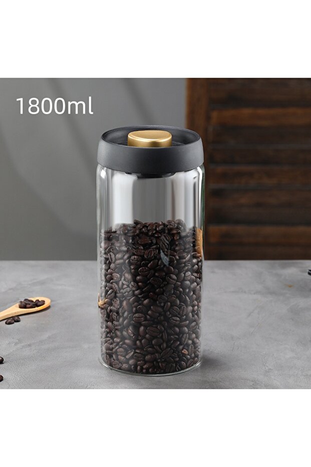 Golden lid 1800ml Manual Vacuum Sealed Coffee Jar High Borosilicate Glass Moisture Proof Tea Storage